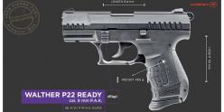 Pistolet d'alarme WALTHER P22 Ready - Cal. 9mm PAK