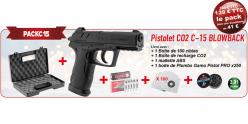 Pack Pistolet à plombs 4,5 mm CO2 GAMO C15 Blowback - PROMOTION
