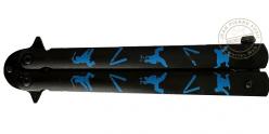 ALBAINOX - Couteau papillon Nunchaku noir et bleu