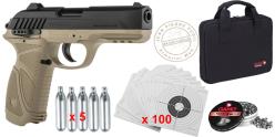 Pack Pistolet à plombs 4,5 mm CO2 GAMO PT-85 Désert (3,90 joules)