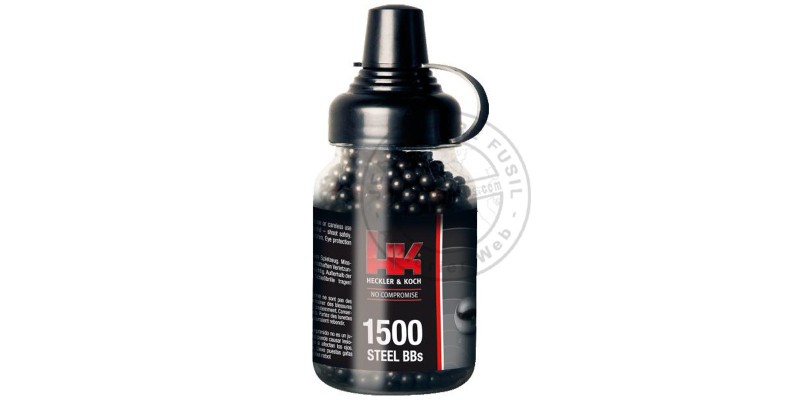 Biberon 1500 balles BB sphériques noires 4,5mm Heckler & Koch