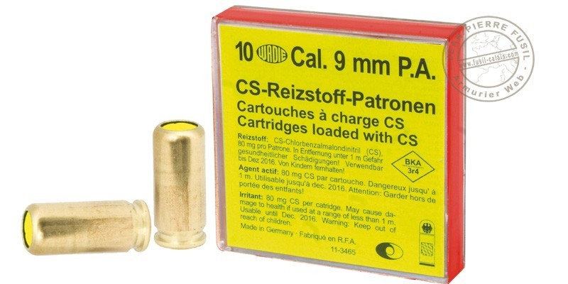Cartouches 9mm Pistolet à gaz CS  10 cart.